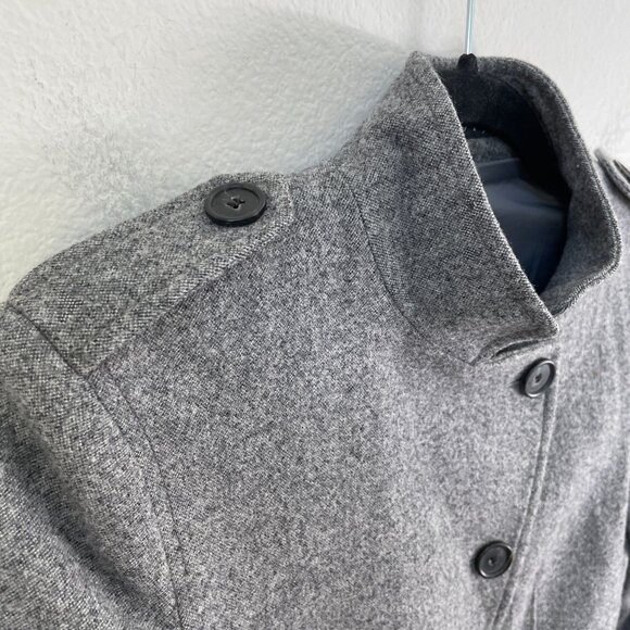 Theory Womens Size 0 Gray Wool Blend Button Asymmetric Military Blazer Jacket - Picture 11 of 15